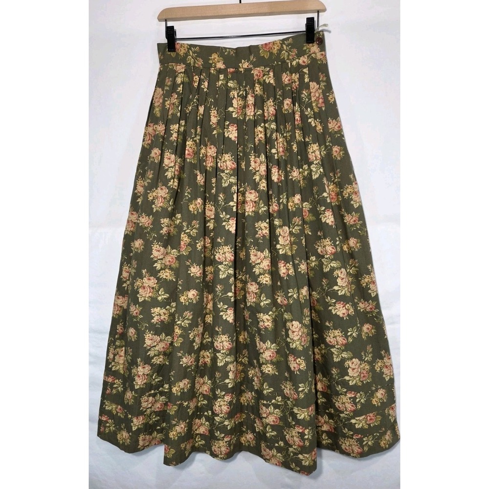 Ralph Lauren Country Floral Midi Skirt Sz 10 Cottage Rose Challis Cotton Romance